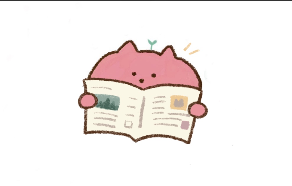 신문을 읽는 다가가는영어 고양이